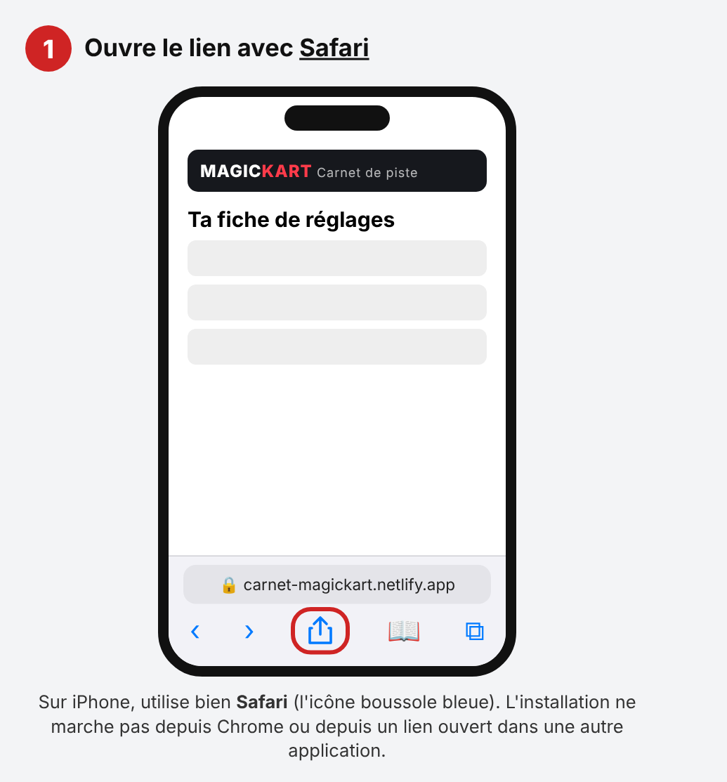 Étape 1 : ouvrir le carnet dans Safari