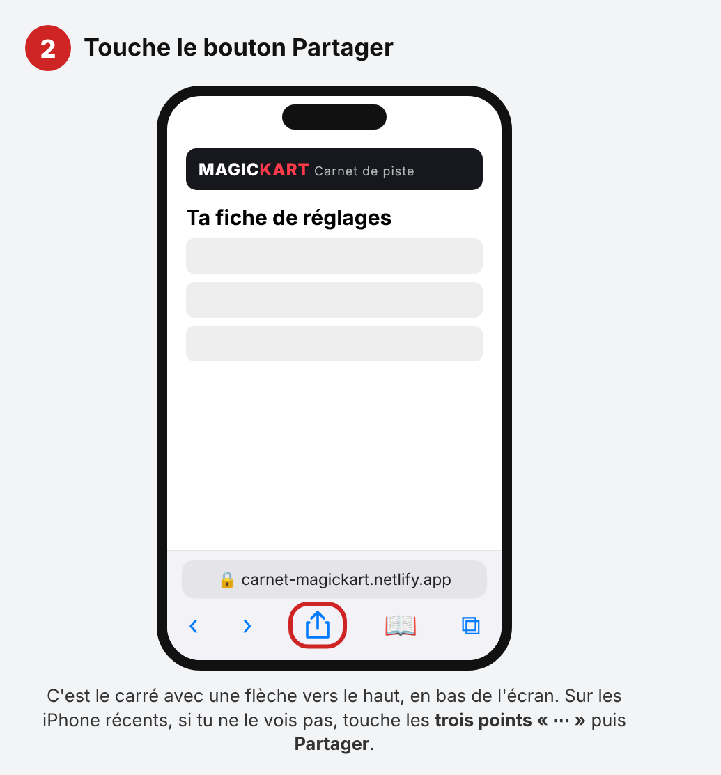 Étape 2 : toucher le bouton Partager