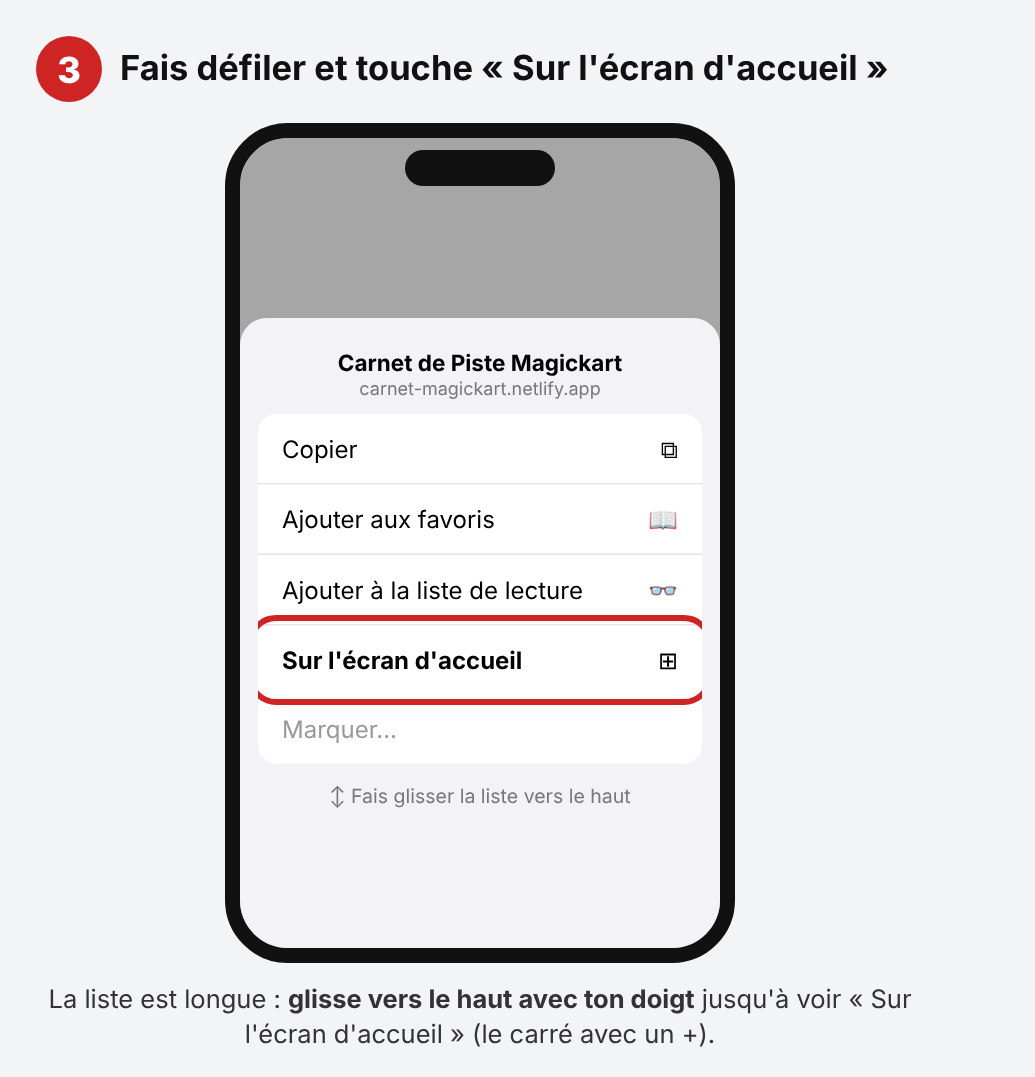 Étape 3 : choisir Sur l'écran d'accueil