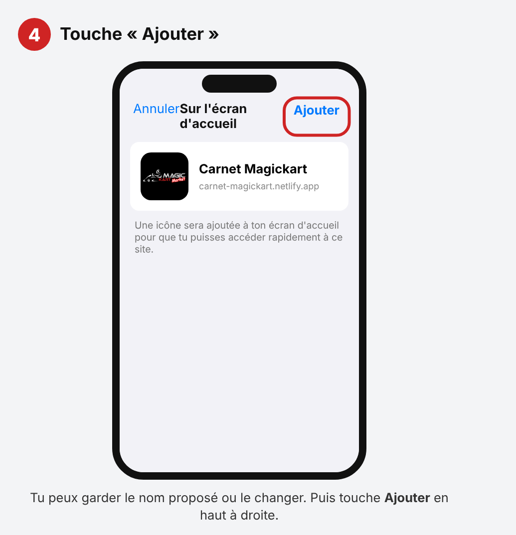 Étape 4 : toucher Ajouter